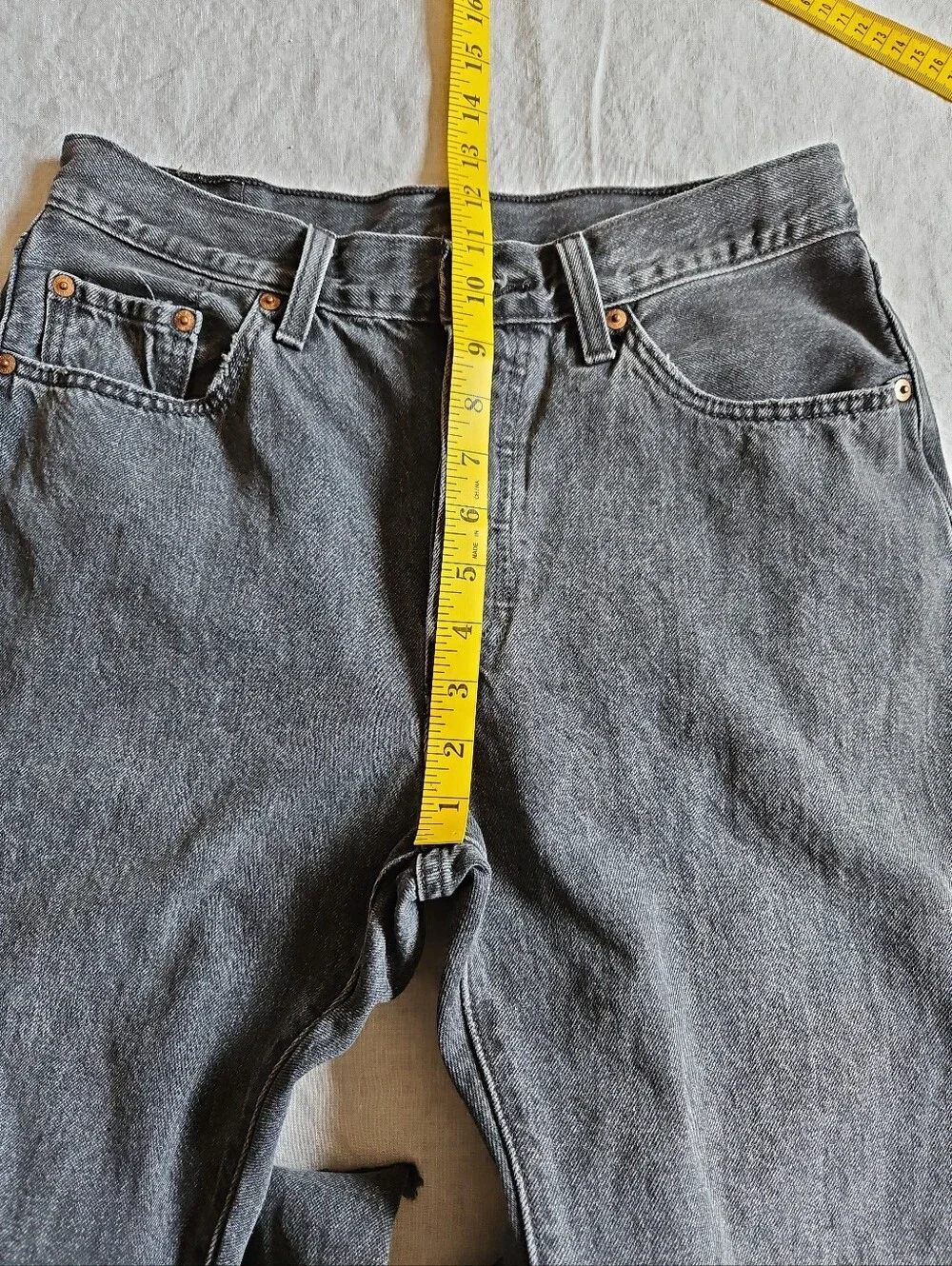 Levi's 501 Charcoal Gray Washed Straight Jeans Raw Hem Button Fly Size 29X30